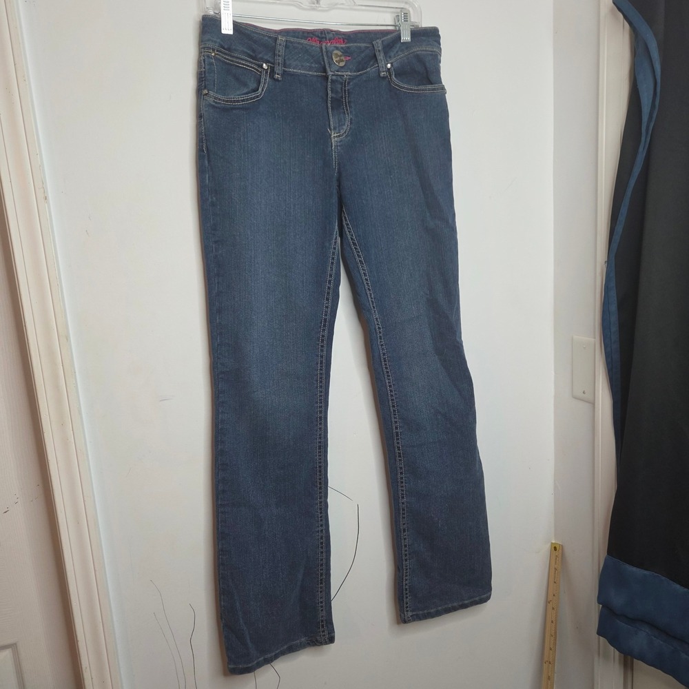 Wrangler Womens Mid Rise Bootcut Jeans Dark Wash Rhinestone Size 7/8 x 32